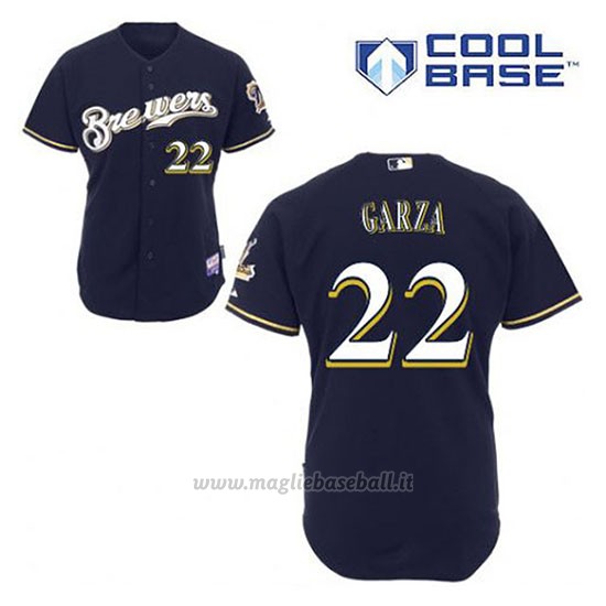 Maglia Baseball Uomo Milwaukee Brewers Matt Garza 22 Blu Blu Alterner Cool Base